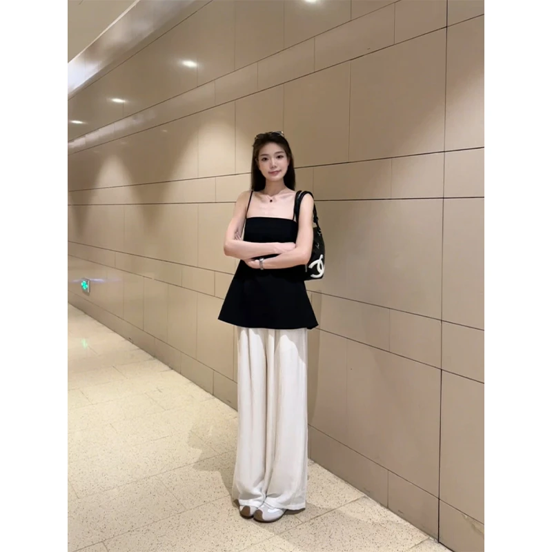 48H【极简静奢】加长老钱一字领抹胸吊带高级感百搭显瘦上衣 SU244