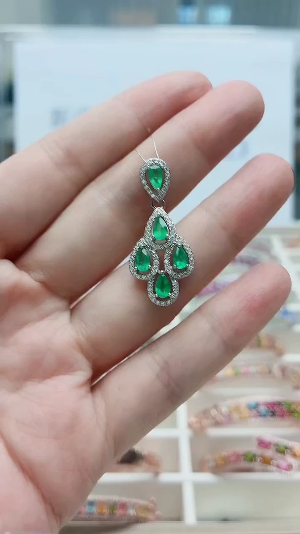 银S925镶嵌吊坠祖母绿426ZB1114产品一个（多样性）