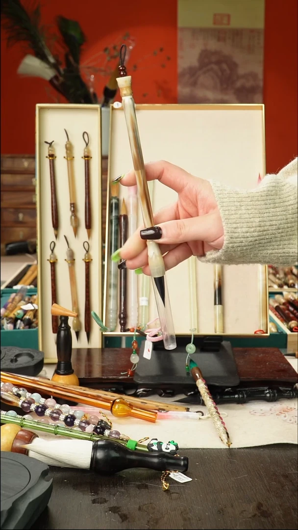 32号孤品高货毛笔链接 清水试笔 蘸墨不退