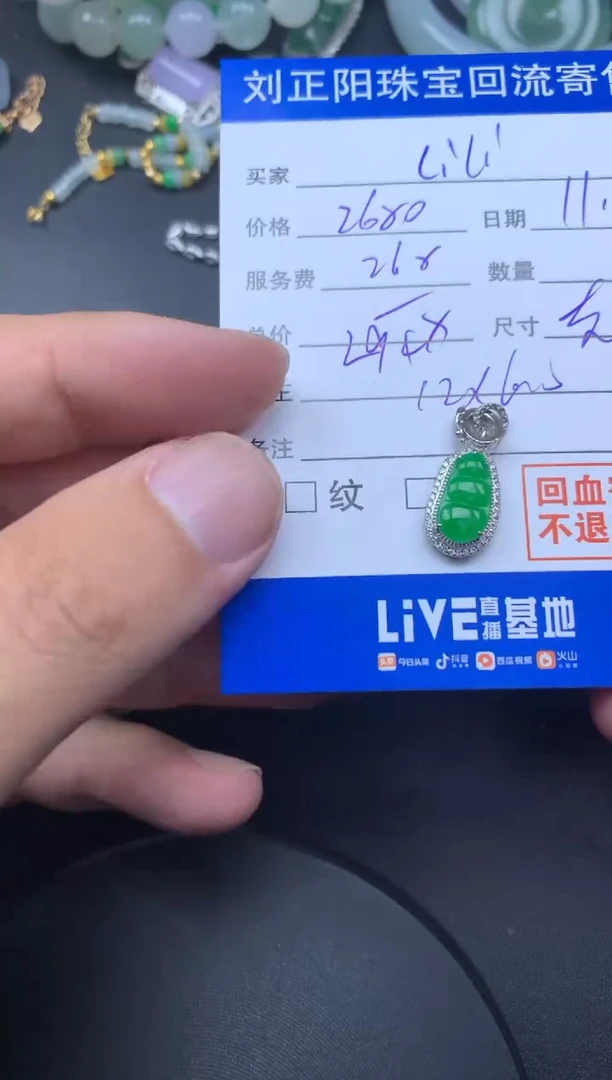 颈饰18K金镶嵌翡翠l****i友妮商品不退不换