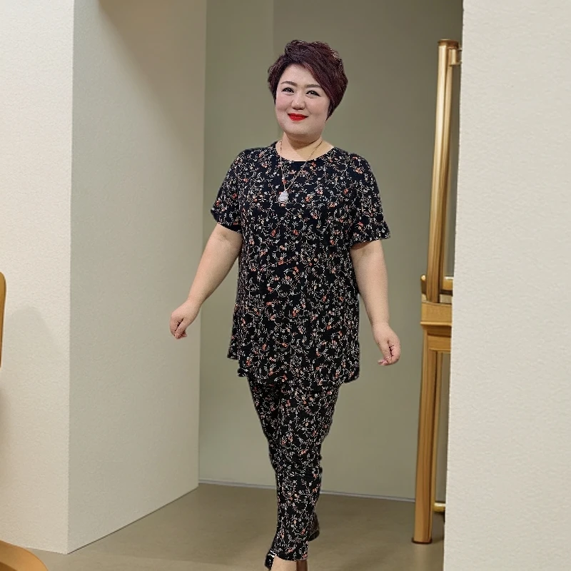 （衣长77 裤长94）时尚水晶麻套装0317-2