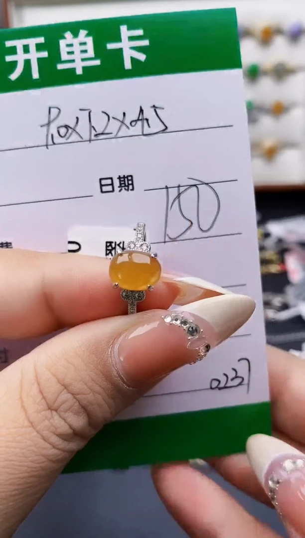 翡翠戒指银S925镶嵌0237