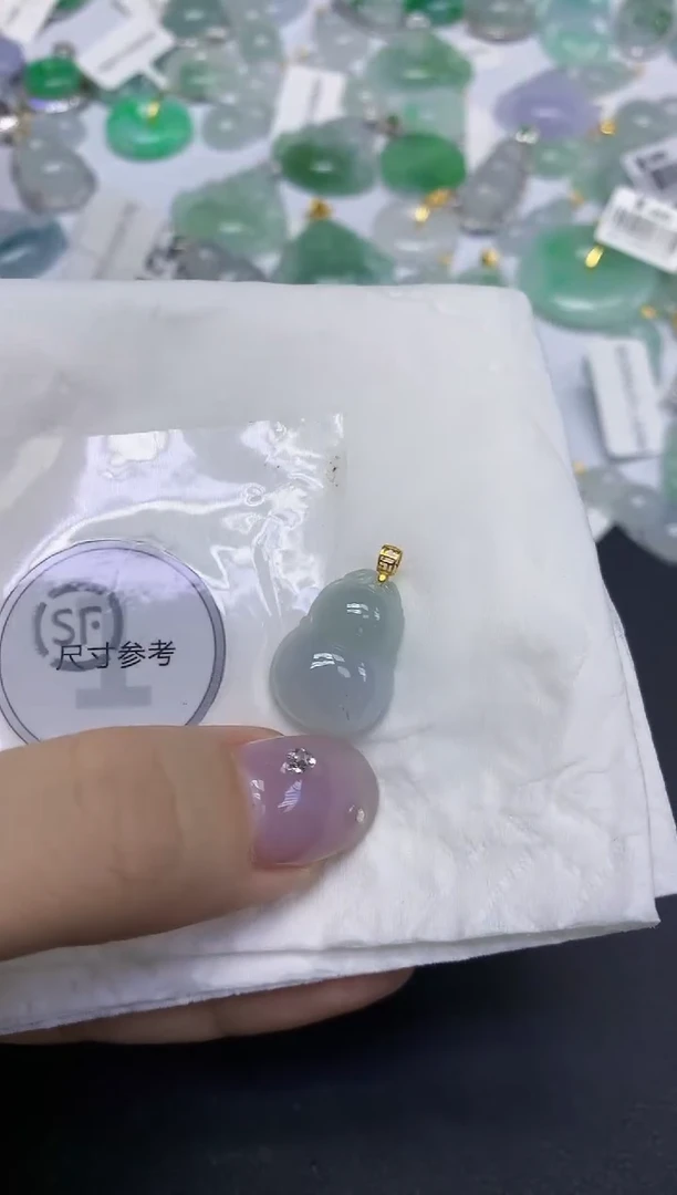 颈饰18K金镶嵌翡翠天然缅甸翡翠A货百元以上9元证书费自理