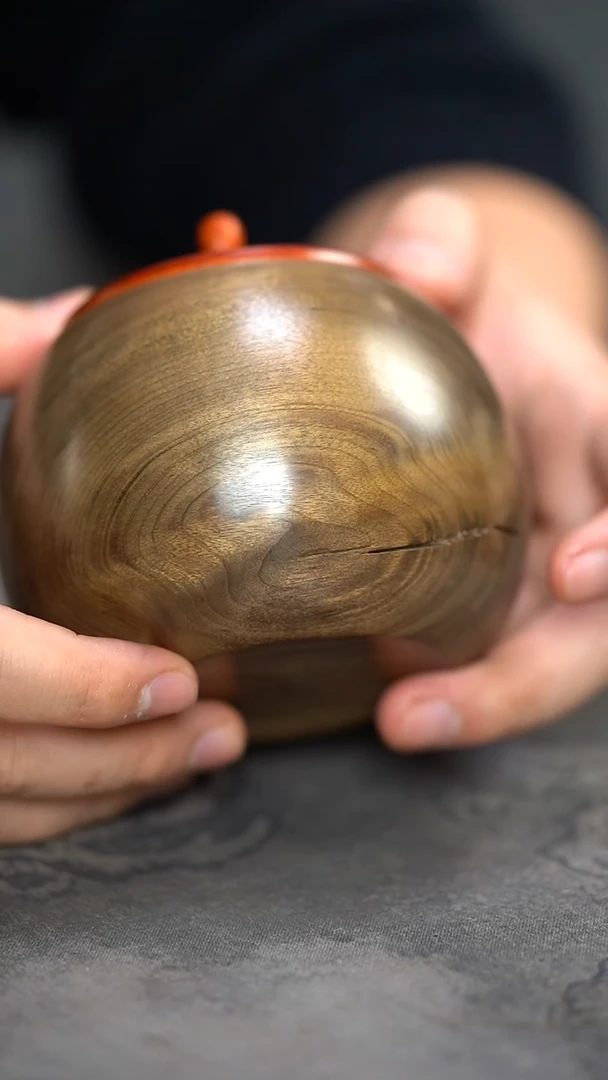 【闪购商品】金丝楠木雕764号微瑕阴沉料满花纹精工茶叶罐