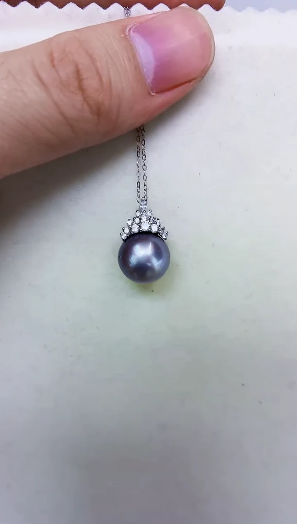 银S925镶嵌DA海水珍珠吊坠12-13 y362