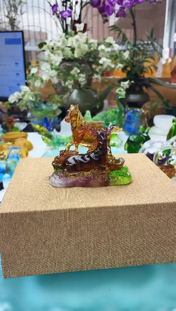 手工艺品琉璃彩色一路有你摆件