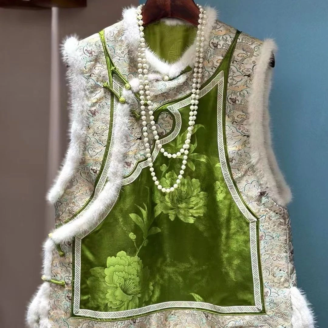 华雅｜重工款冬季新款马甲外套2024D1055-姚姚玫瑰仓