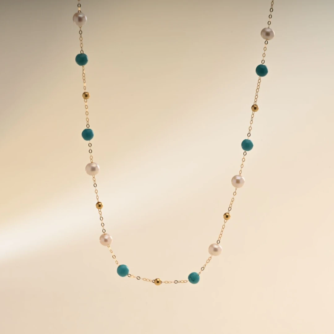 淡水珍珠项链满天星绿松石原创小众轻奢百搭时尚礼物女