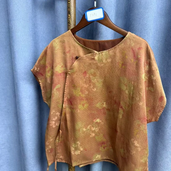 （瑕疵）2025夏季新款时尚新中式桑蚕丝香云纱提花上衣女F791