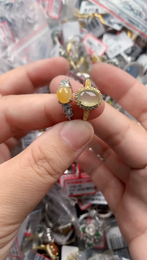 银S925镶嵌戒指翡翠13 13   7