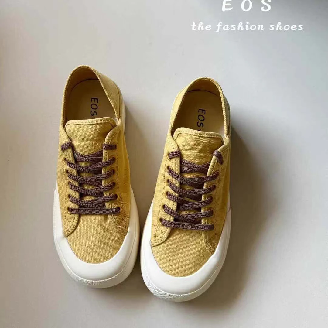 EOS爆款双用款新款女鞋一脚蹬厚底帆布鞋透气女懒人休闲鞋