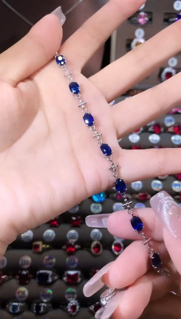 手链蓝宝石银S925镶嵌银
