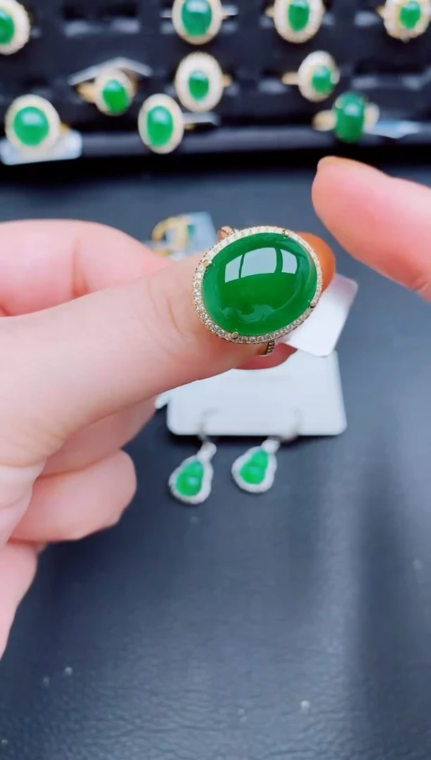 【闪购商品】翡翠戒指银S925镶嵌天然a货翡翠294