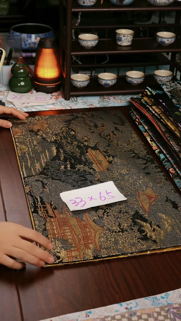 【西阵织登鹳雀楼黑金双面】中国风干泡织锦茶席33*65