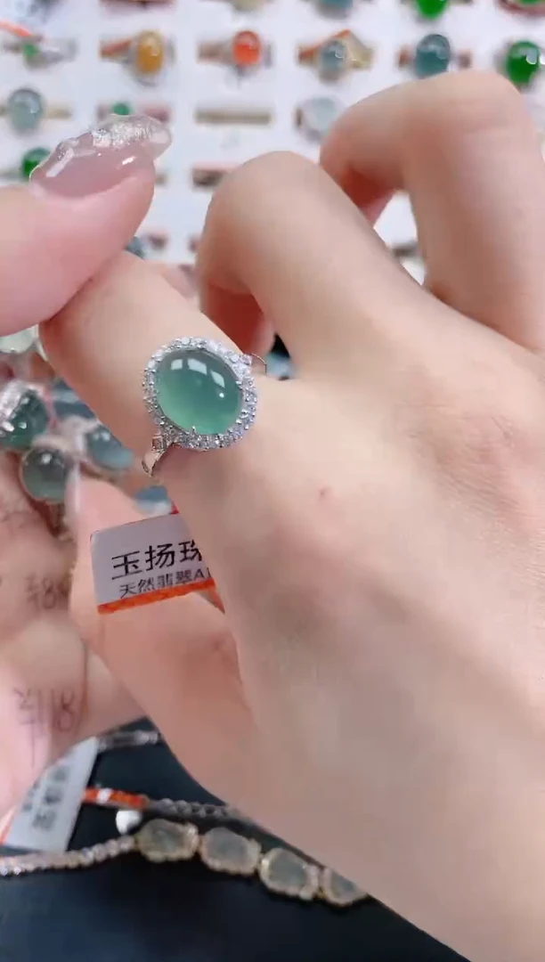 银S925镶嵌戒指翡翠天然翡翠