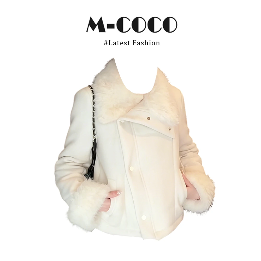 MARIE.COCO巨好看韩系千金风毛绒大翻领设计感外套秋冬保暖潮流