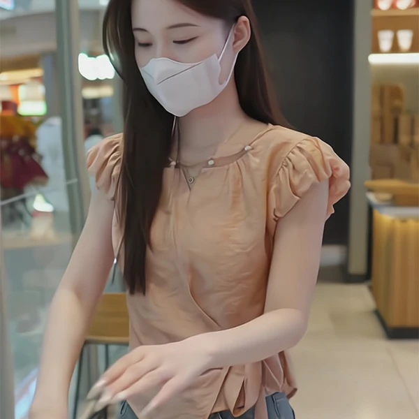 今年流行优雅绑带设计短袖衬衫女2025夏季新款气质百搭显瘦上衣潮