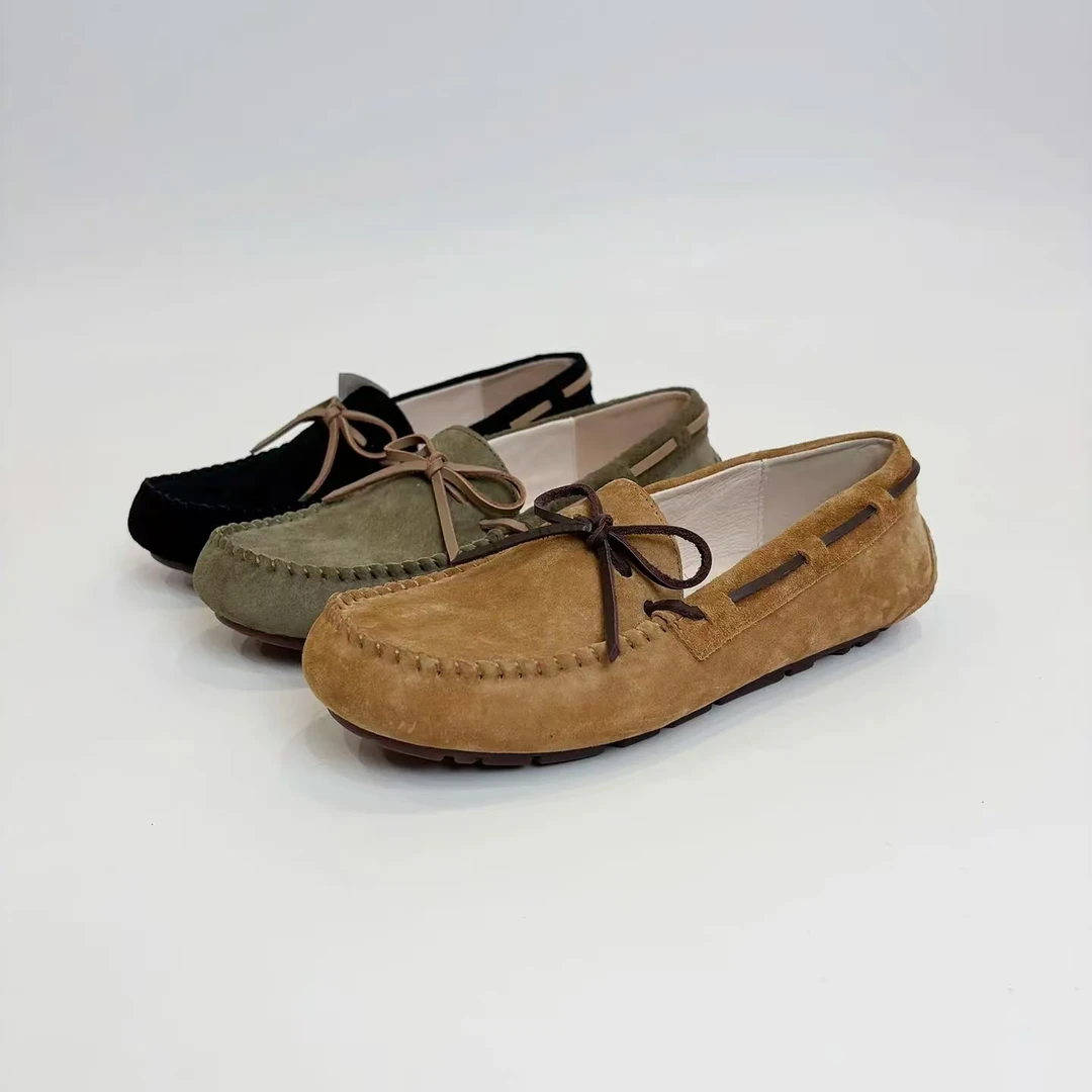 精致英伦风乐福鞋-蝴蝶结软底真皮一脚蹬