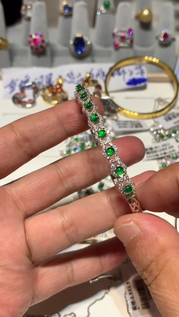 翡翠手镯银S925镶嵌1111111111