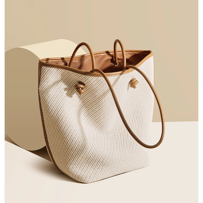 FOXER度假风轻奢时尚单肩包百搭通勤女士托特包腋下包撞色子母包