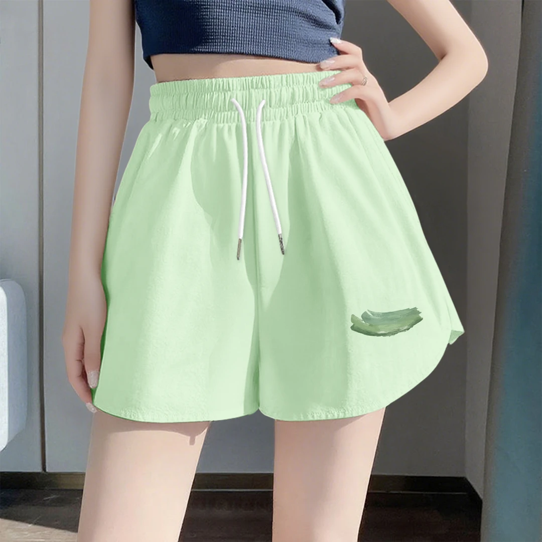 真维斯浅绿色短裤女夏季薄款2025新款宽松高腰五分裤速干运动裤子