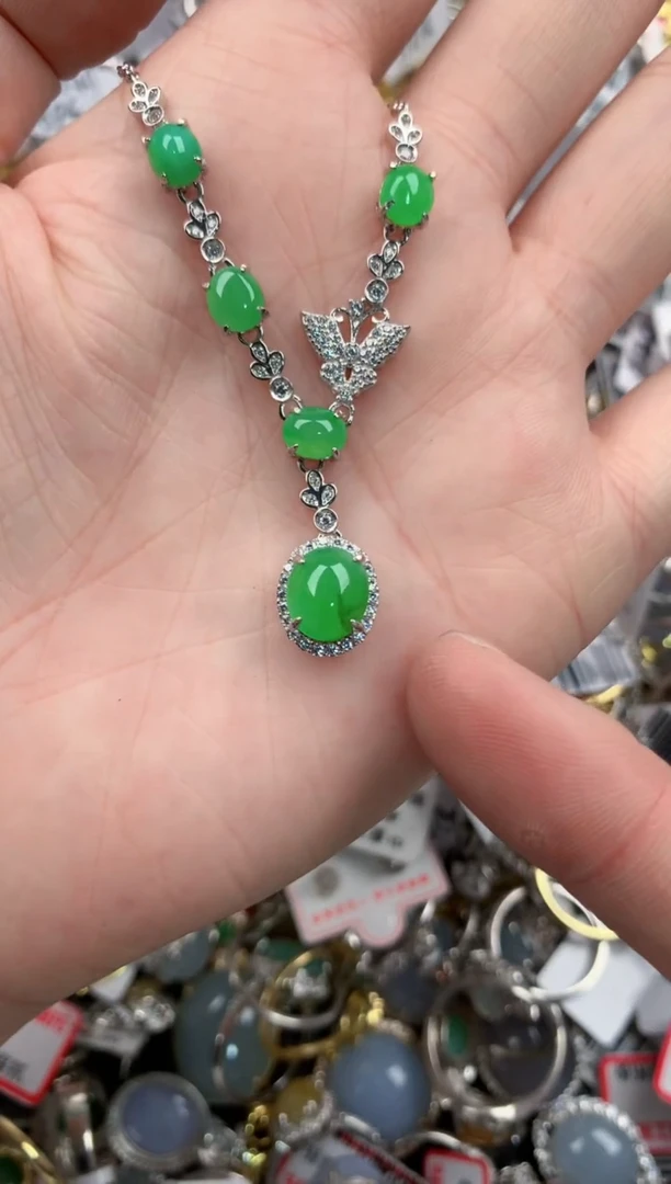 银S925镶嵌戒指翡翠555----6