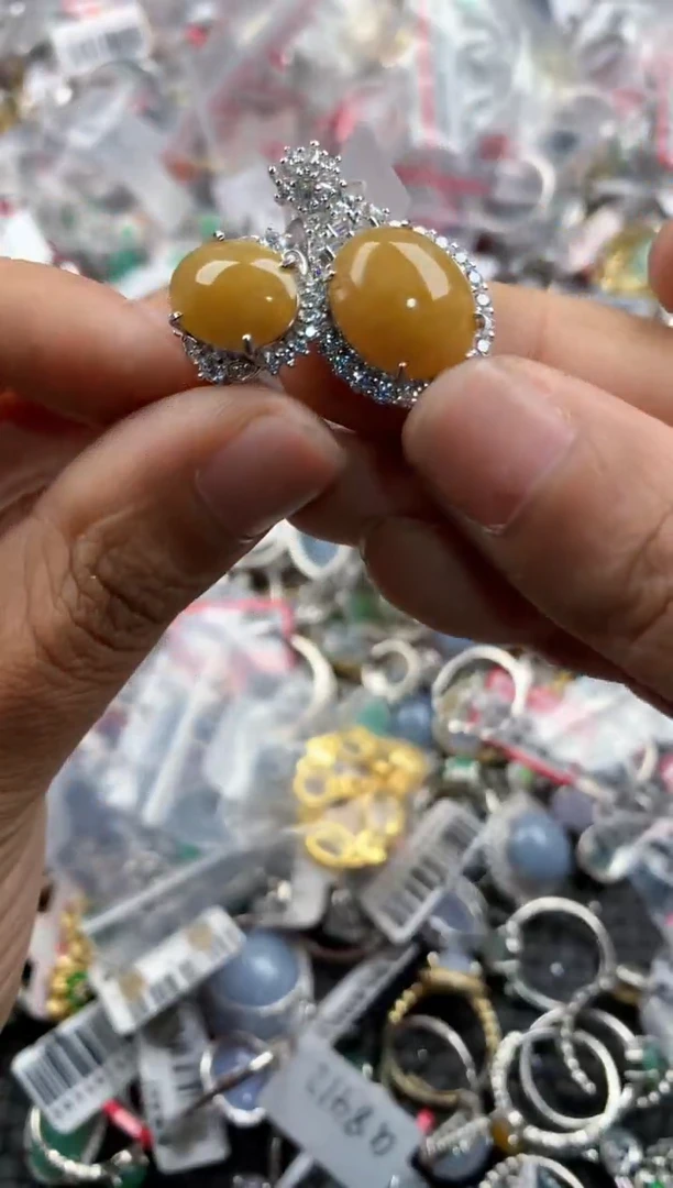 银S925镶嵌戒指翡翠7777---9