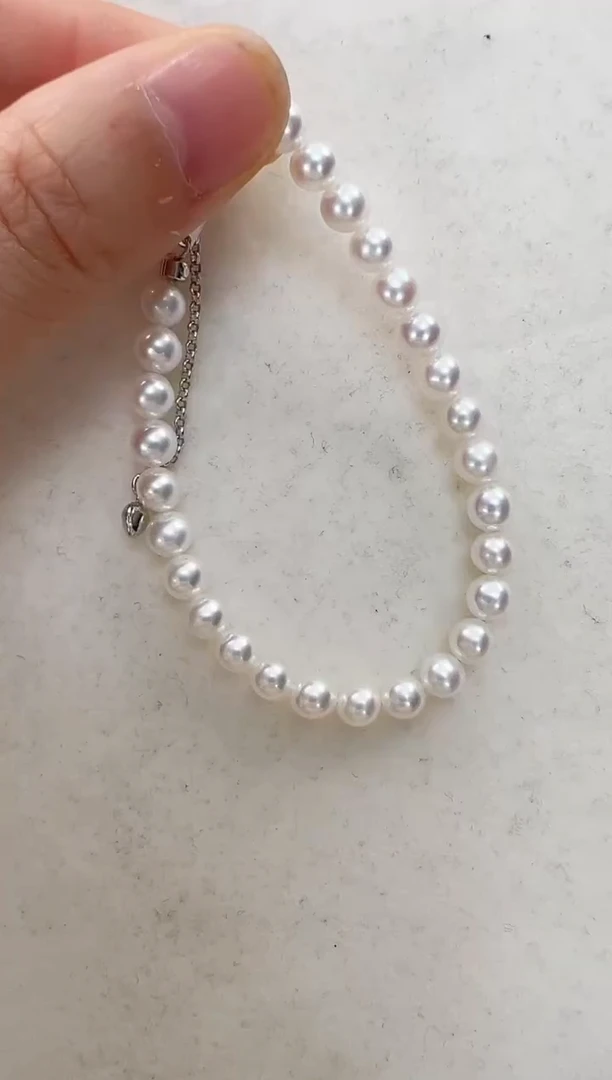 【闪购商品】淡水珍珠手链银S925镶嵌5-6手链