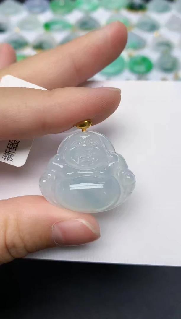 颈饰18K金镶嵌翡翠天然缅甸A货翡翠百元以上9元证书费自理