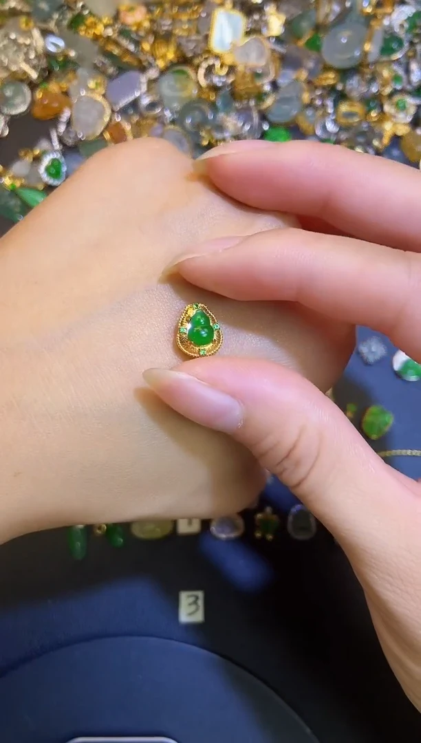 翡翠银S925镶嵌吊坠(不含链)天然A货翡翠