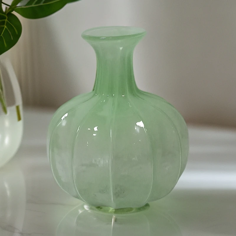 136南瓜形简约玻璃花瓶高20口3最大经17