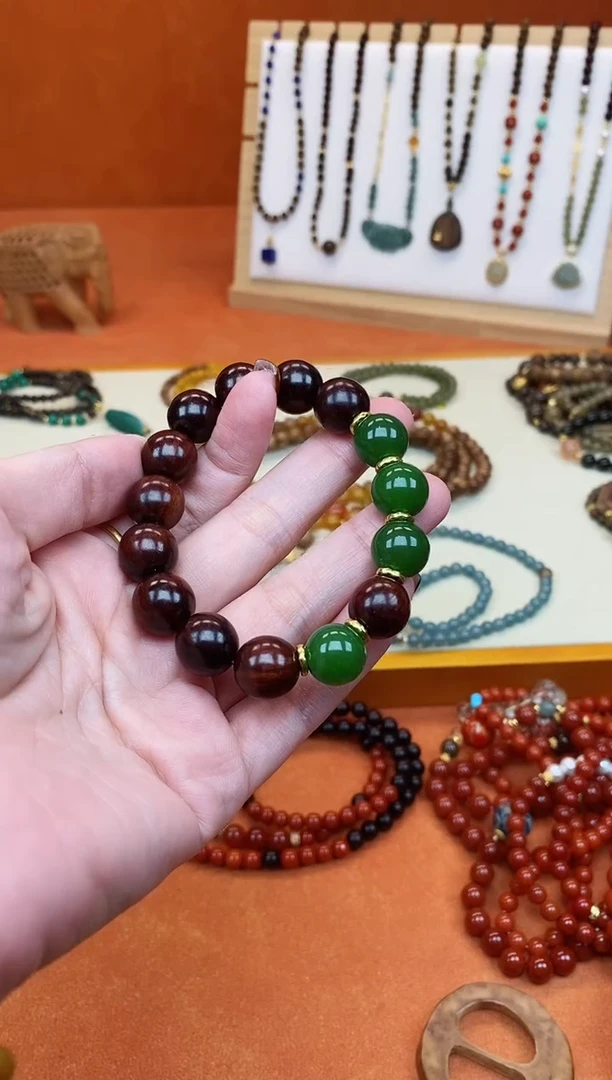 手串檀香紫檀（小叶紫檀）未镶嵌单圈印度小叶紫檀玛瑙手串