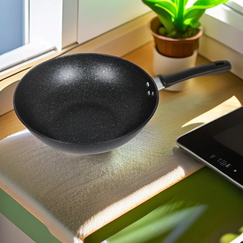 不粘锅麦饭石无油烟炒菜锅平底炒锅通用礼品套装电磁炉不沾锅