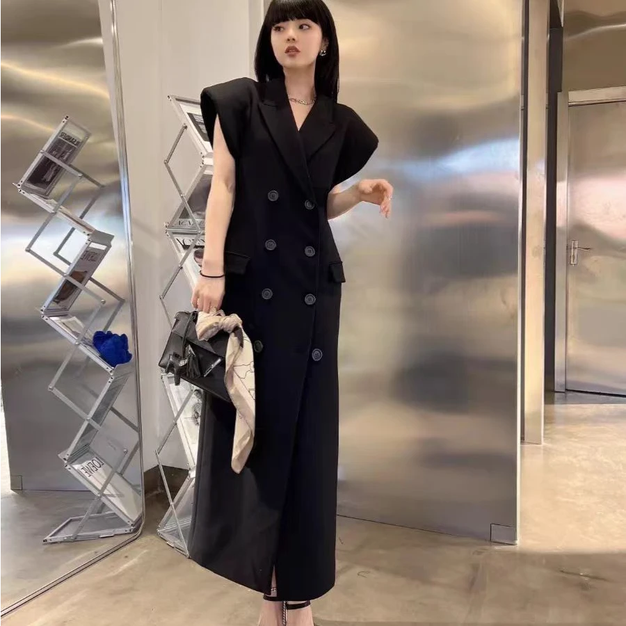 〖猫姐衣橱〗早春新款廓肩西服版马甲连衣裙930