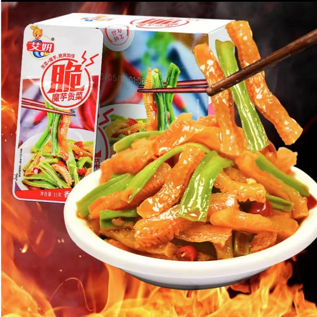 【年货好特卖】艾妍魔芋贡菜香辣味300g/盒，麻酱脆280g/盒 追剧零食