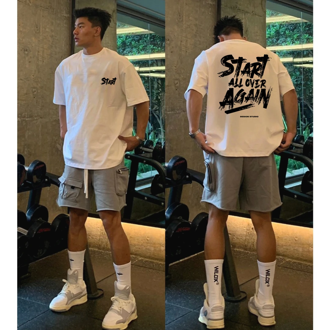 高品质纯棉夏季街头潮流欧美式休闲短袖圆领T恤男士款宽松百搭ins