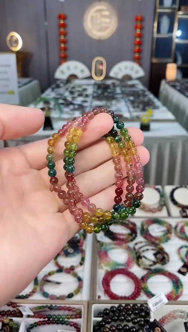 未镶嵌收藏级老矿碧玺三圈手串5mm+碧玺xion多样性发一条