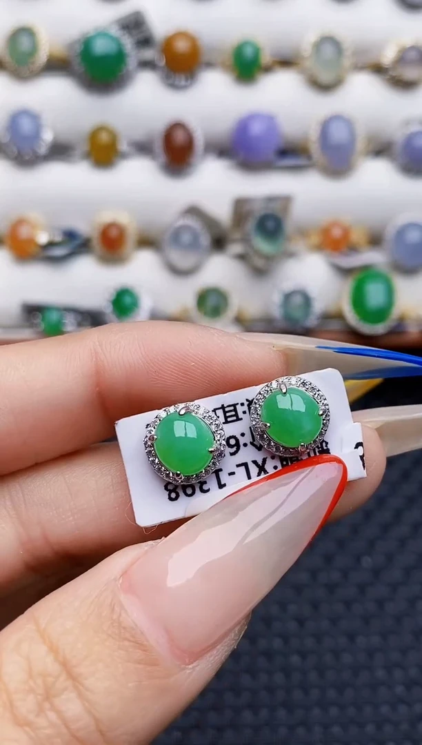 银S925镶嵌戒指翡翠0166