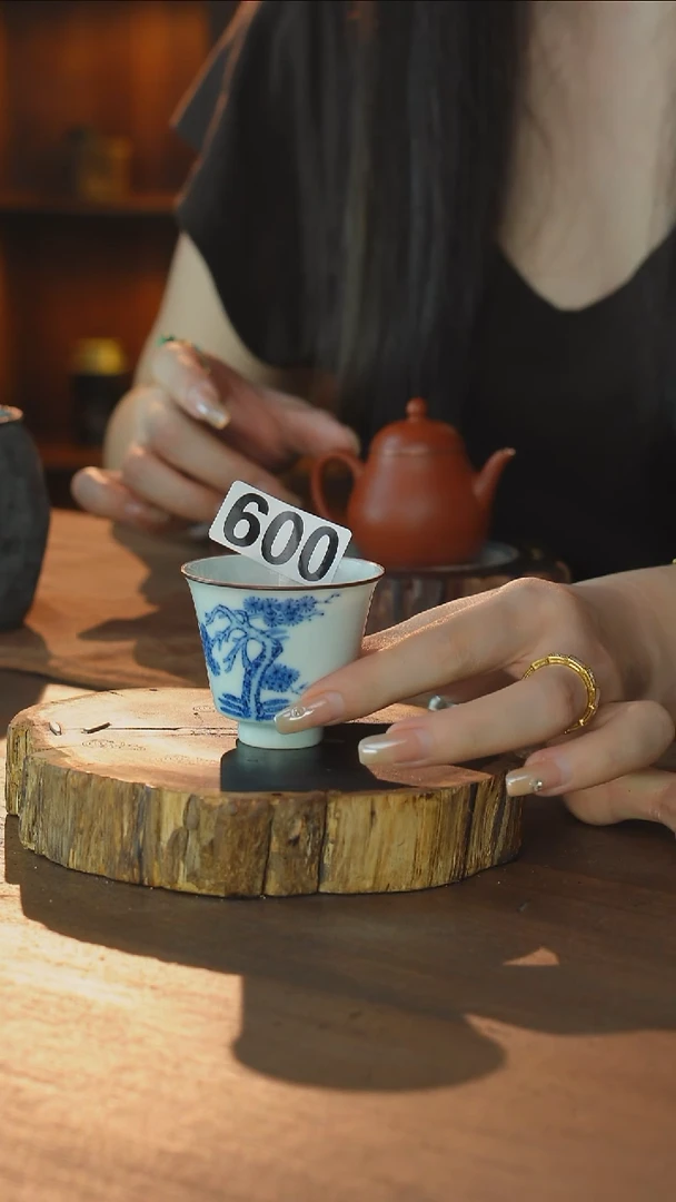 包铜青花松竹梅杯..600