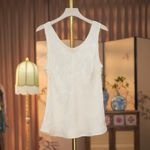 【沐晨】花萝中国风背心女提花打底衫上衣宽松透气百搭复古女