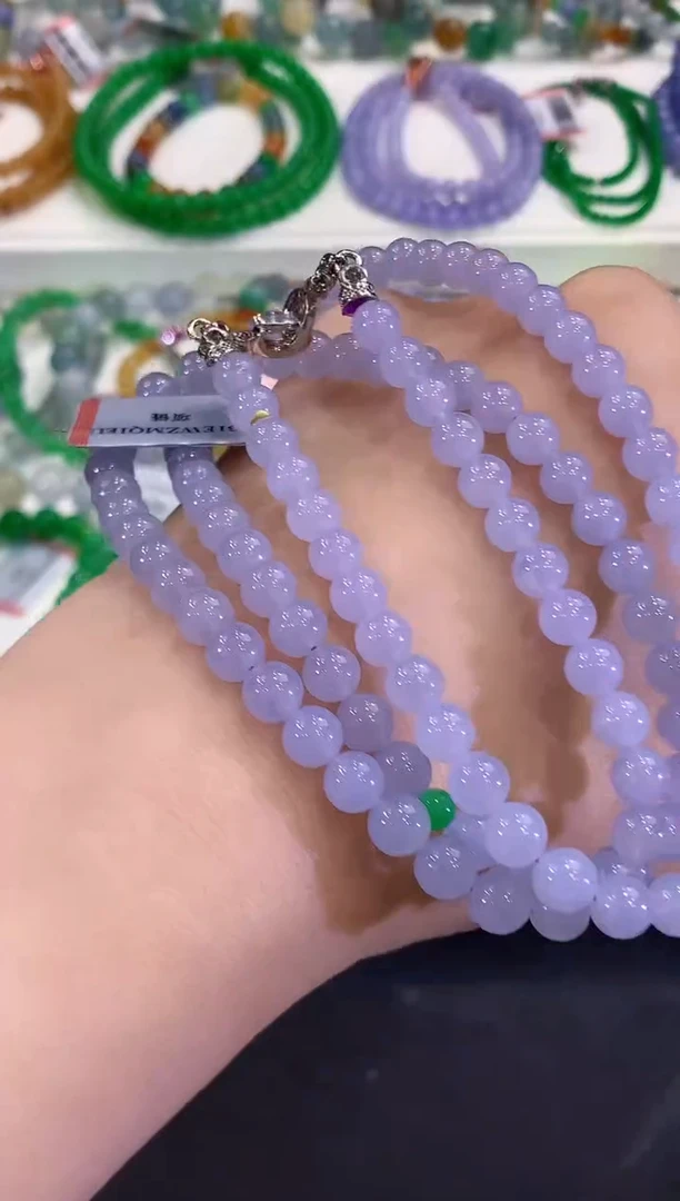 未镶嵌手串翡翠C430 紫货有色差