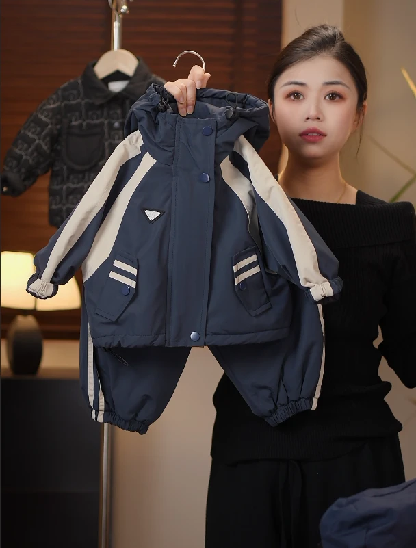 【现货】2025春秋季儿童新款潮流洋气时尚加棉套装22391