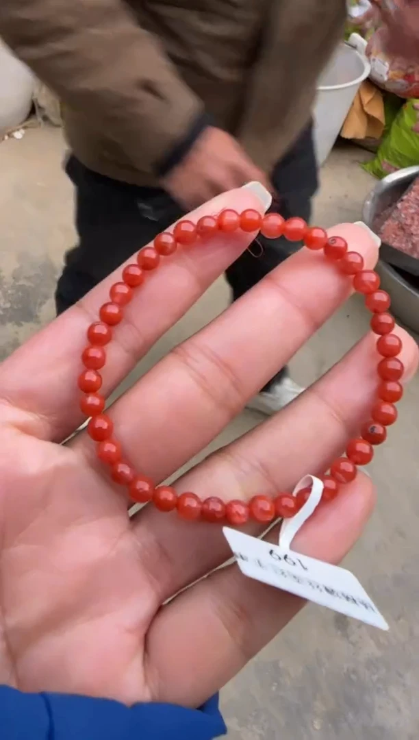 【闪购商品】南红玛瑙珠串未镶嵌原矿无优化杨柳4mm缠丝单圈