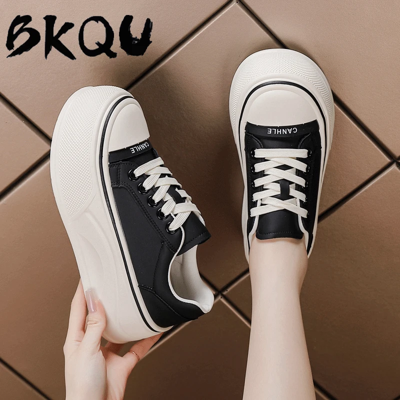 BKQU官方正品韩版厚底增高舒适小白鞋2025新款百搭轻便休闲板鞋女