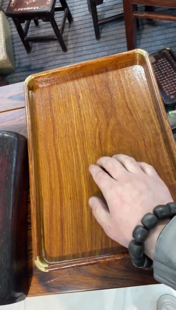 【闪购商品】木花梨木铜包角茶盘