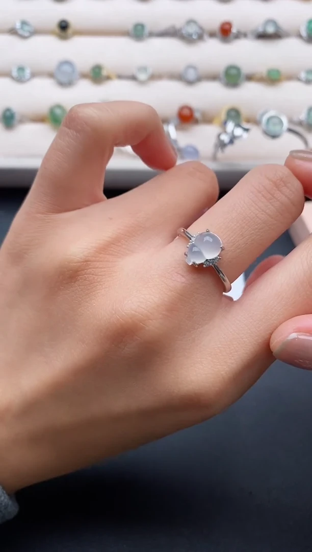 银S925镶嵌戒指翡翠555555+5