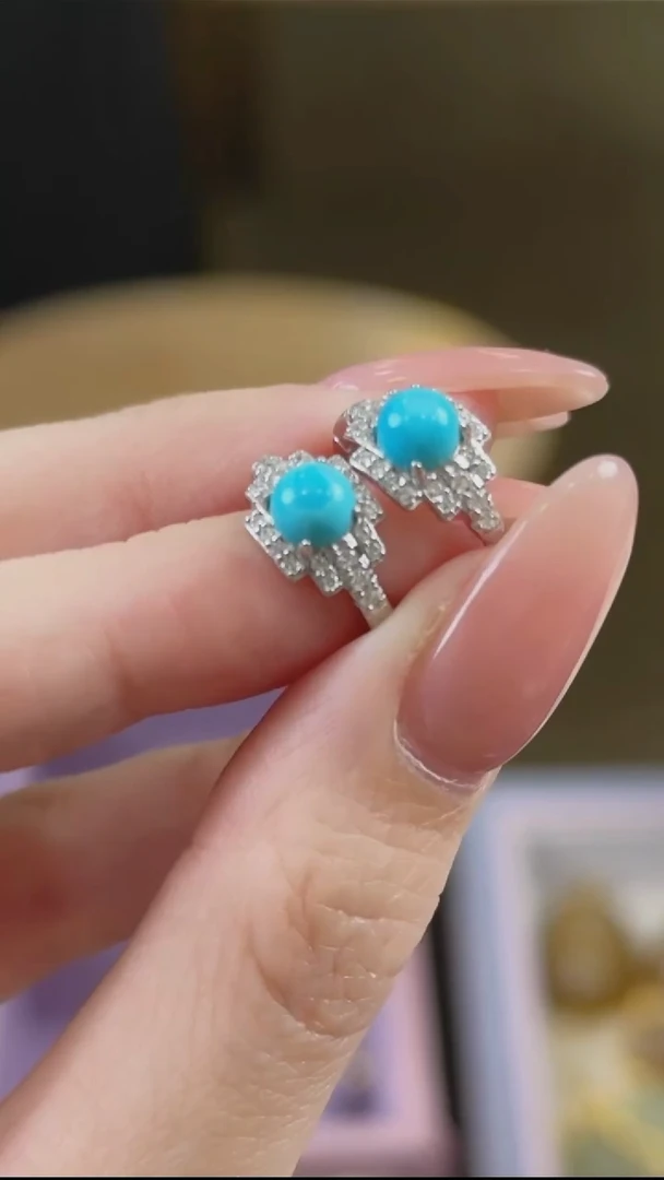 银S925镶嵌绿松石耳饰耳饰