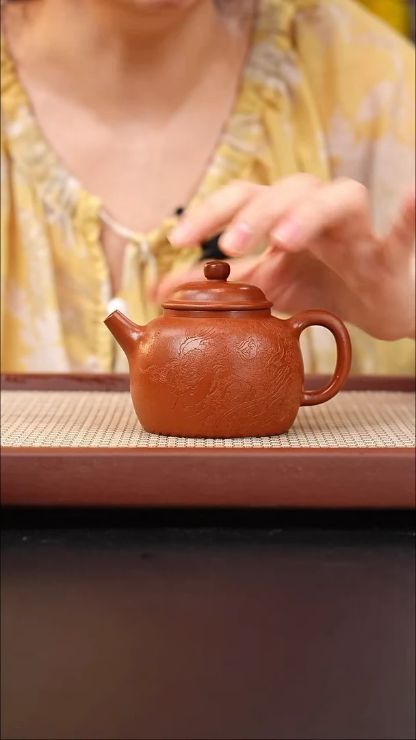 茶壶紫砂陈鹏欢全手工铁芯朱泥百纳刻绘悟空180cc