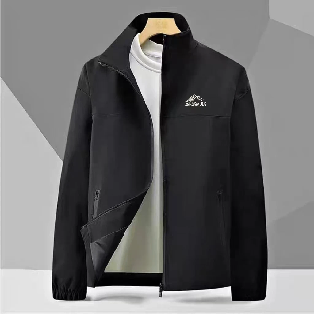 潮男印花立领防风男士薄款夹克上衣时尚春秋冲锋衣运动休闲加（1)