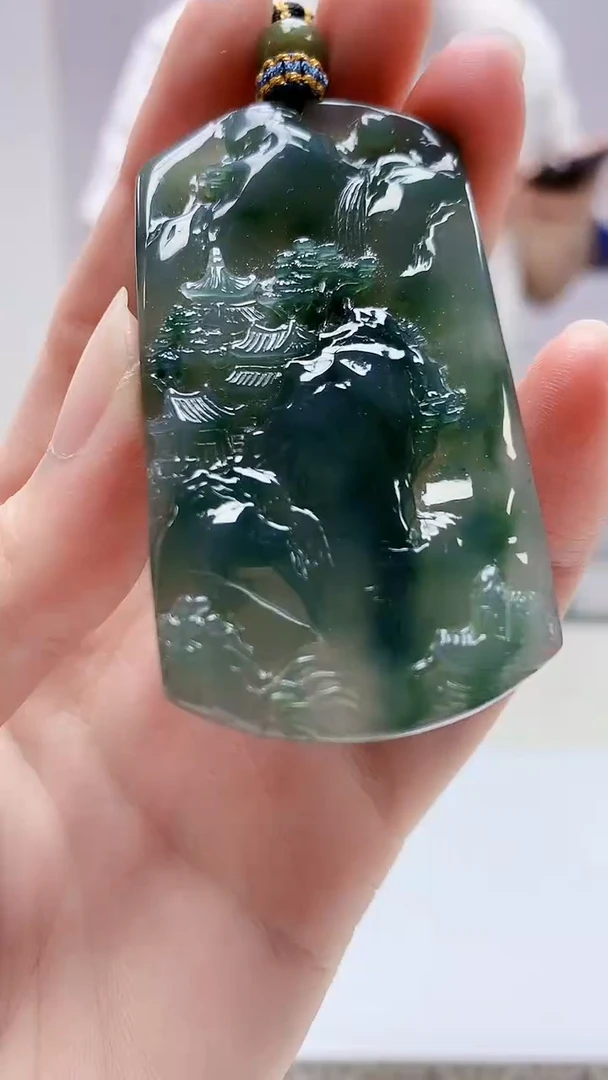 定制翡翠未镶嵌5028zm-毛货挂件山水186